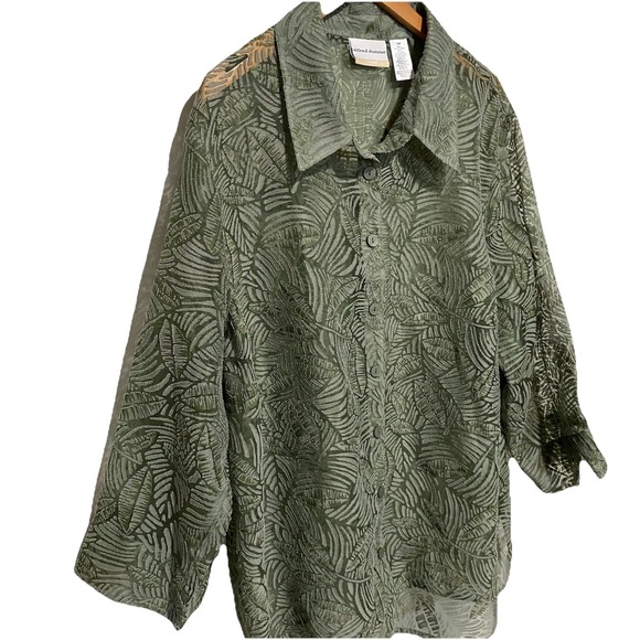 VTG Alfred Dunner Women's Green Button Down Top Size‎ 18W - Picture 6 of 15
